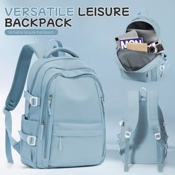 Anti-Theft Casual Travel Backpack for Women,Multi-Pocket Design in Light Blue Durable for School,High School and College Bookbag 1