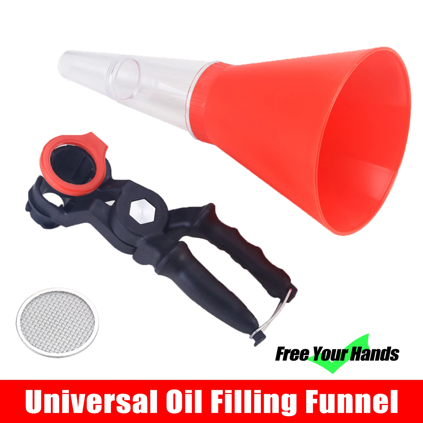 Auto Universal Filling Funnel Adjustable Wth Filter Self Fixing Free Hands Refueling Durable PE Material Diesel Petrol Gasoline