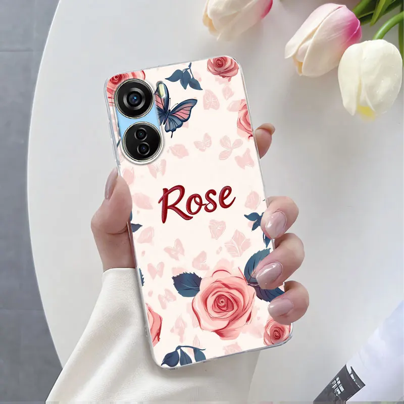 Luxury Marble Flower Transparent Soft Silicone Phone Case