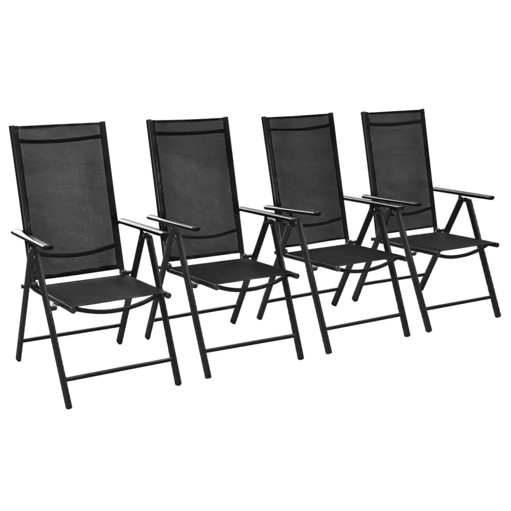 

Folding Patio Chairs 4 pcs Aluminium and Textilene Black 21.3" x 28.7" x 42.1" Outdoor Chair Outdoor Furniture