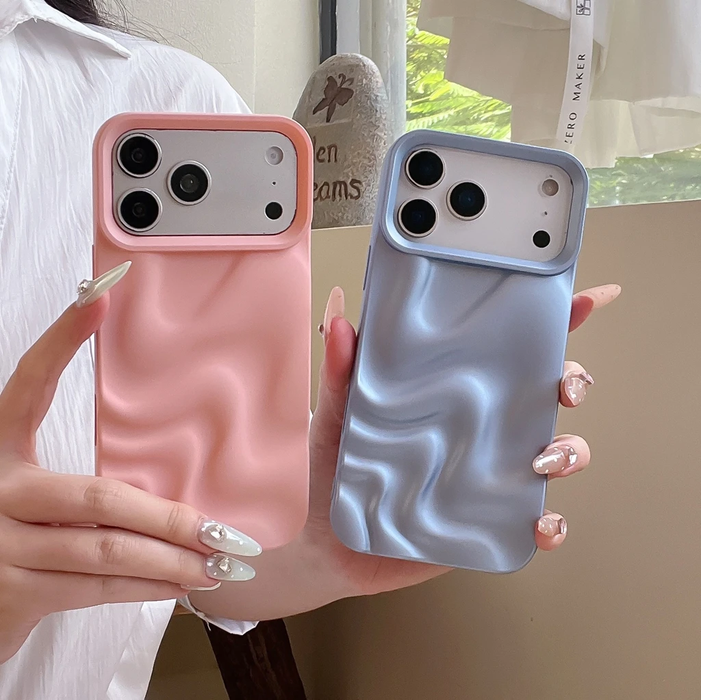 Premium Minimalist Matte 3D Water Ripple Pattern Phone Case