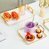 Nordic Serving Tray with Handles Cosmetic Makeup Perfume Display Jewelry Tray for Kitchen Dresser Toilet Bedroom Home 1