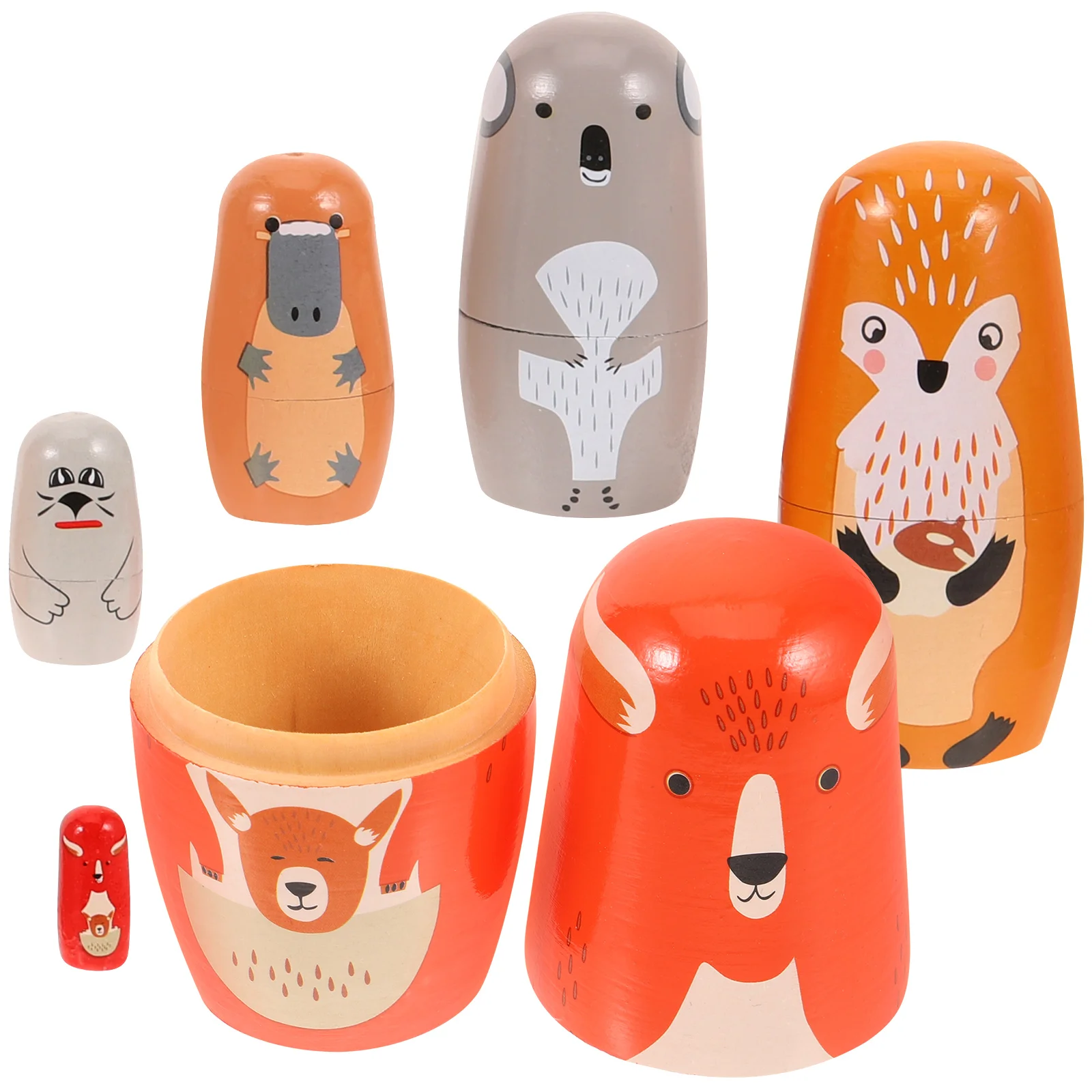 

1 Set Wood Nesting Dolls Animal Russian Nesting Dolls 6-layer Wood Matryoshka Dolls