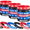 Ball Sports Theme Rubber Wristband Football Basketball Rugby Baseball Softball Volleyball Hockey Silicone Bracelet Party Suppli 4