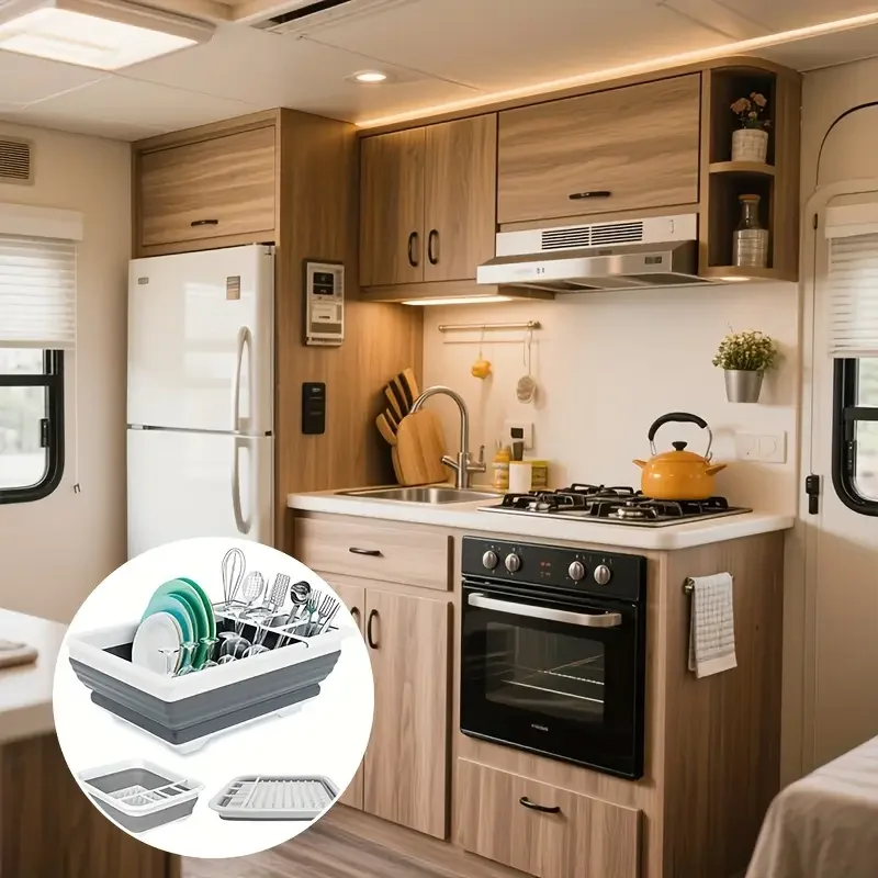 Large Capacity Foldable Drainage Storage Bowl Rack with Multi-Compartment Utensil Holder,Multifunctional Plate Organizer