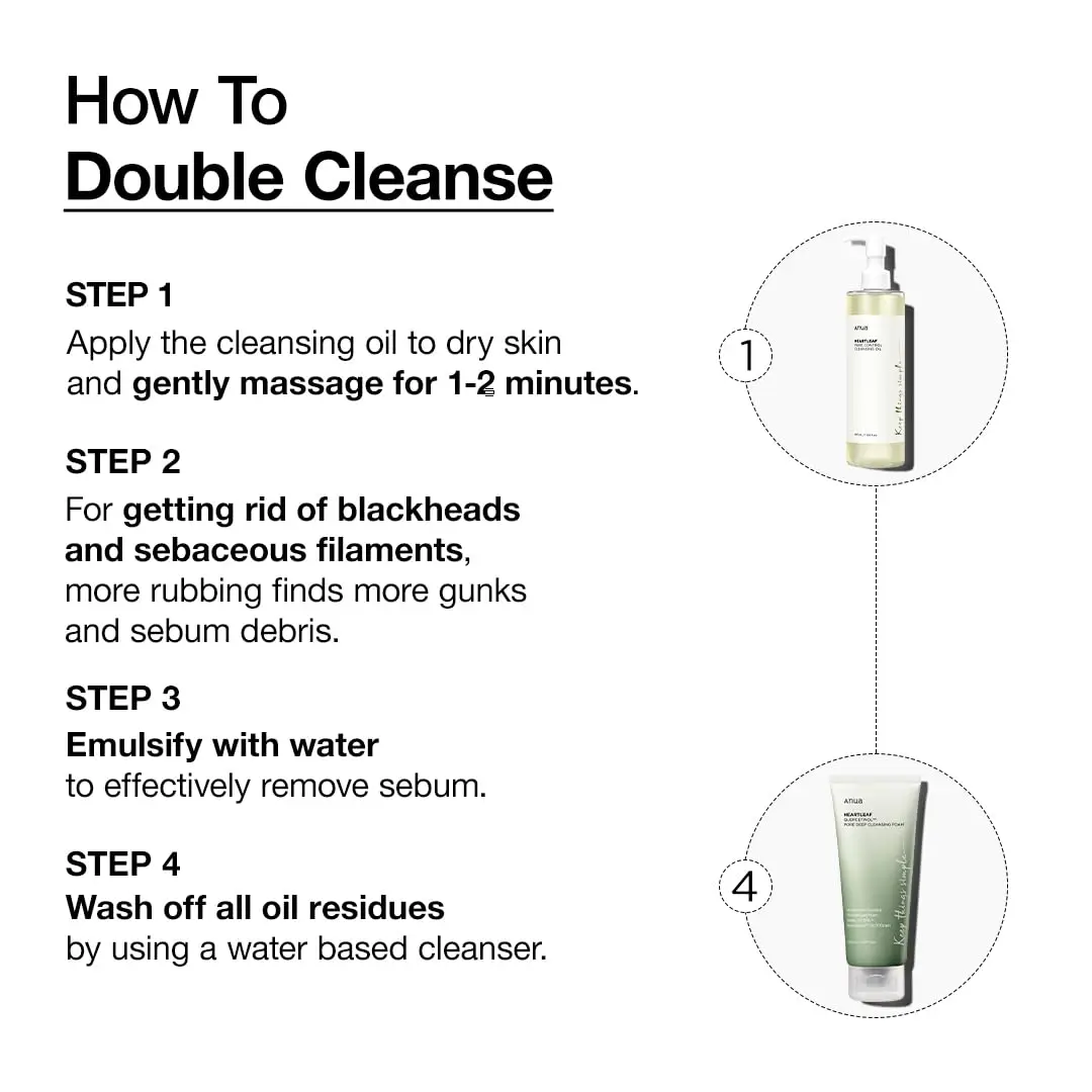 Anua Heartleaf Pore Cleansing Oil & Quercetinol Pore Deep Double Cleanser Facial Makeup Cleansing Skincare Set Beauty Products 3