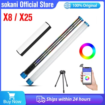 Sokani LED 사진 조명, 휴대용 RGB 라이트 튜브 스틱, 비디오 소프트 조명, LUXCEO P200 6C Pavotube, X8 X25
