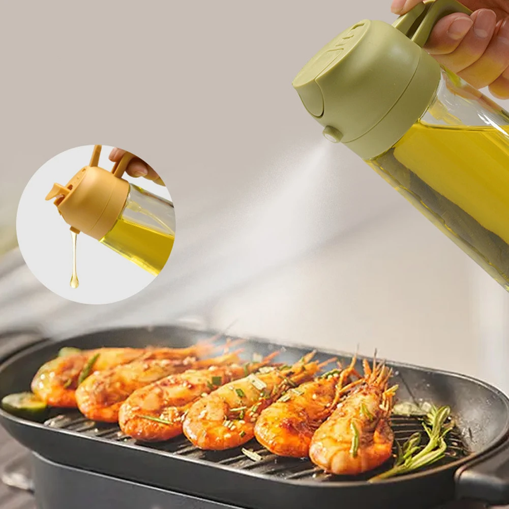Oil Sprayer 2 In 1 Oil Spray Bottle With Pour Spout Cooking Kitchen Olive Oil Camping BBQ Baking 450/600ml