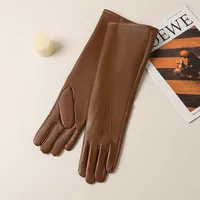 New Women's Thermal Long Gloves - Autumn/Winter Windproof Gloves with Fashionable and Versatile Design PU Leather Gloves