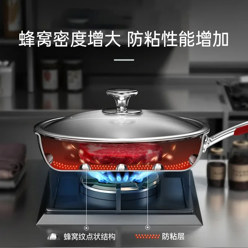 

Kangbach 316 Сковорода Из Нержавеющей Стали антипригарная Бытовая сковорода Двусторонняя сотовая кастрюля для стейка Сковорода для блинов