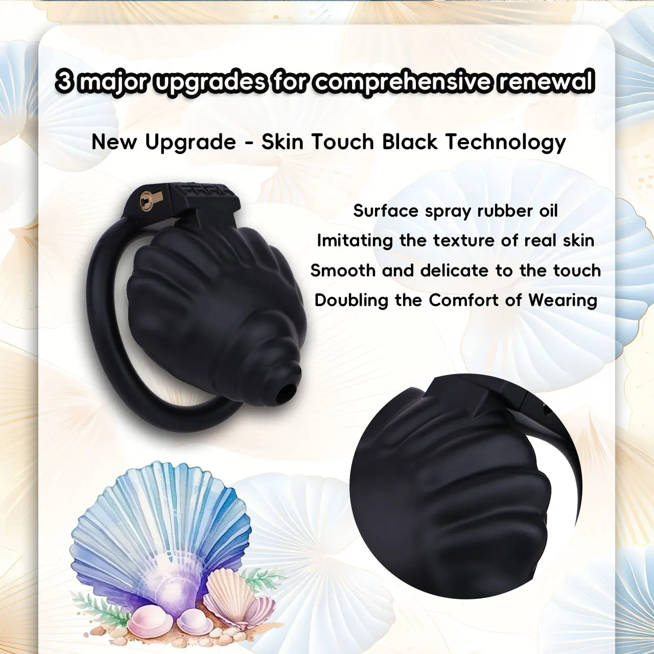 FRRK Sissies Seashell ABS Resin Male Chastity C age Device with Elastic Chastity Belt for Femboy Man 18+ Adult Sex Products Shop