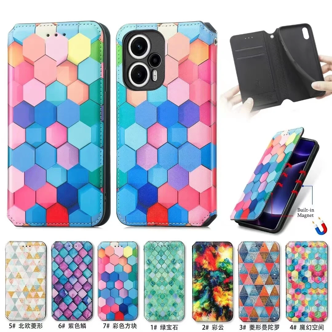 Custodia Per Telefono Color Block Per Iphone 13 12 11 Pro X Xs Xr Max 6 7 8 Se 2 6S Plus Mini Cover Portafoglio Slot Per Schede Flip Magnetic Leather
