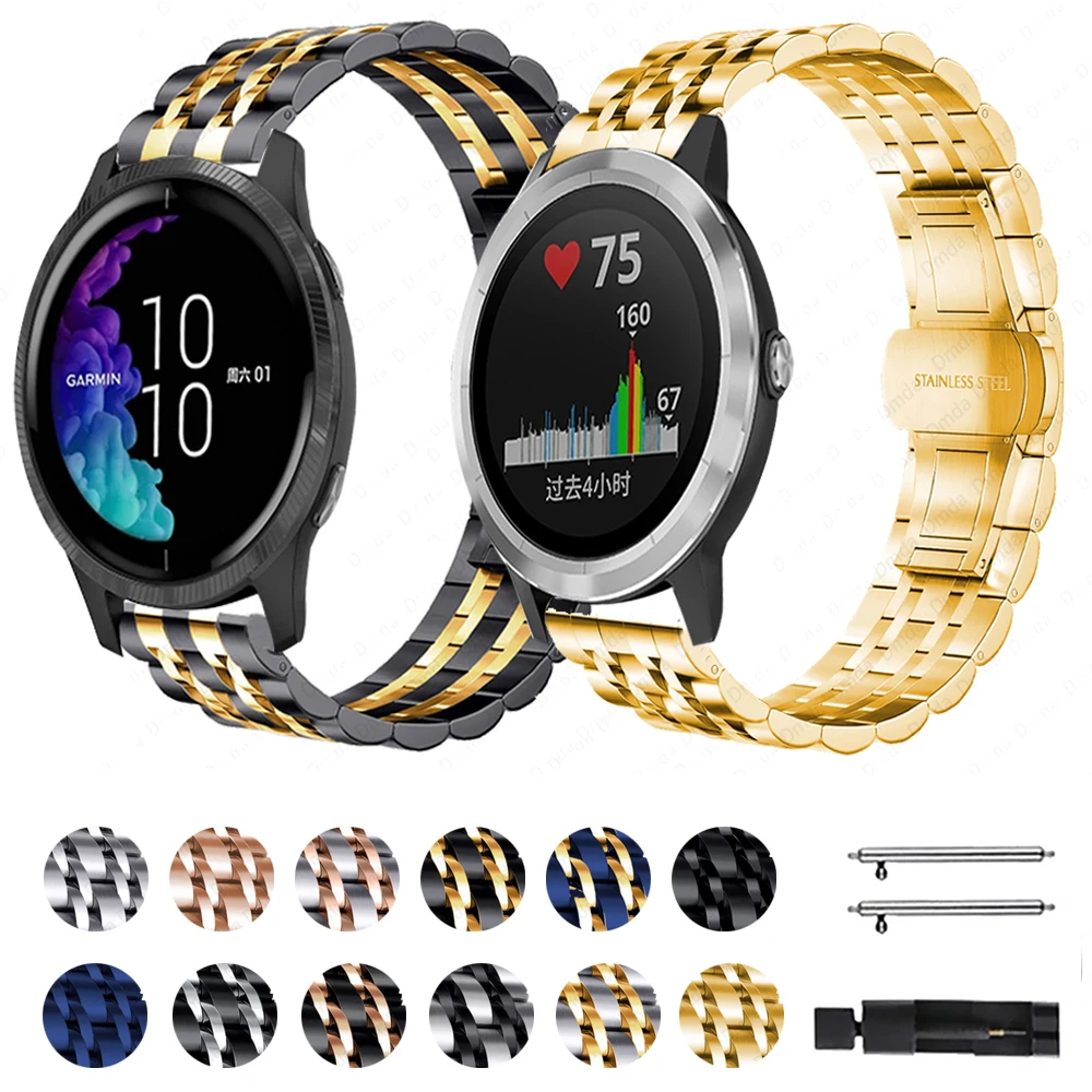 20/22Mm Metal Stainless Steel Strap For Garmin Venu 2 Sq Garmin Move 3 Garmin Active Vivoactive 4 Watch Band Bracelet Wristbands