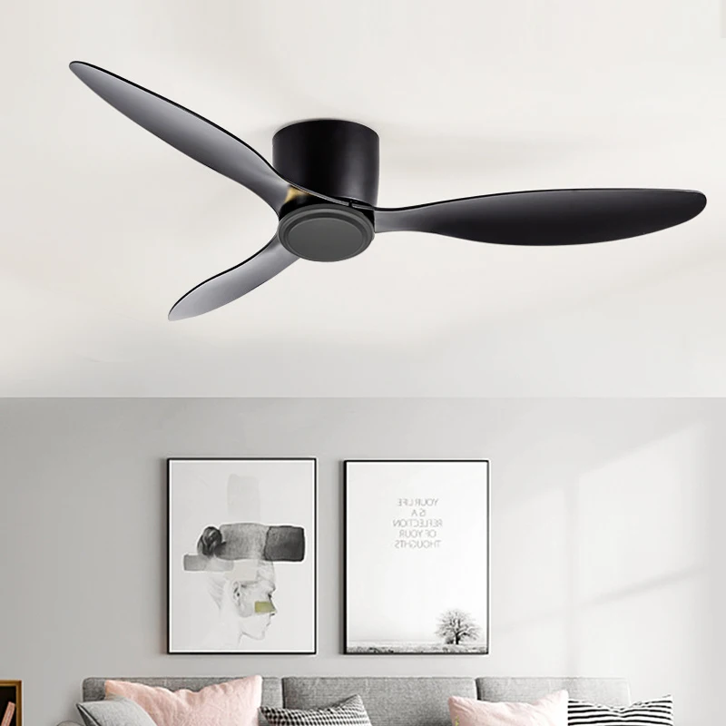 Modern Black White Low Floor DC Motor 30W Ceiling Fans With Remote Control Simple Ceiling Fan Without Light Home Fan 5