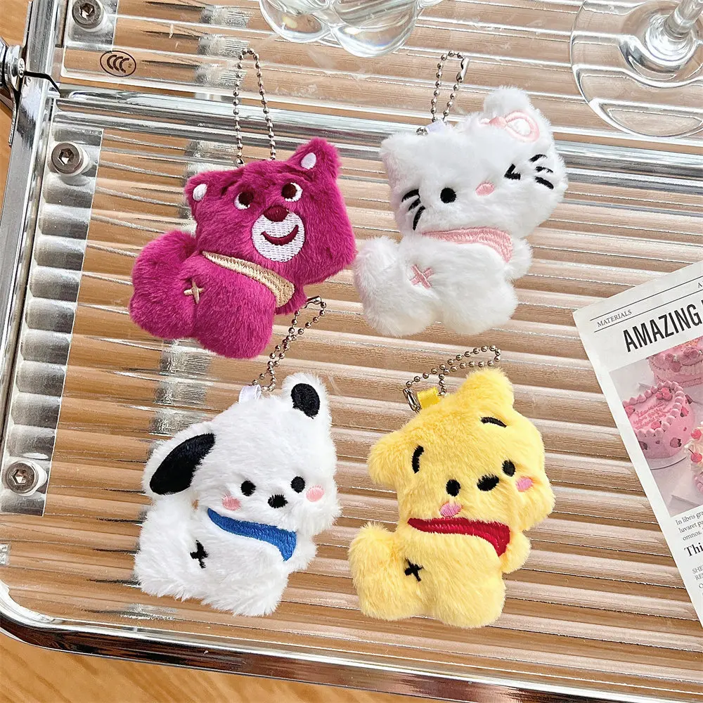 Sanrio Hello Kitty 10cm Plush Toy Keychain Kawaii Cute Kuromi Cinnamoroll Pochacco Plush Doll Gift Melody for Friends Childrens 2