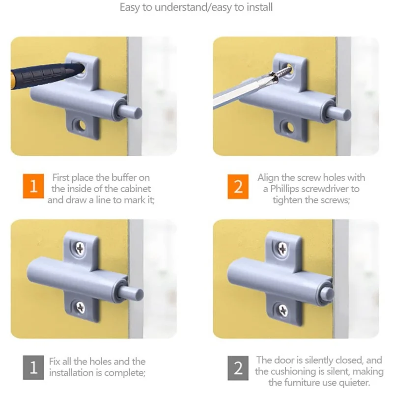 Damper er Soft Quiet Close Invisible Kitchen Cabinet Door Stop Dampers Drawer ers Furniture Hardware Accessories 10PCS