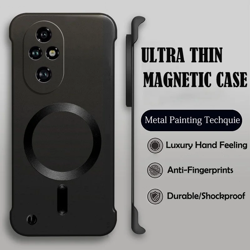 Luxury MagSafe Wireless Charging Phone Case with Magnetic Bumper and Hard Protective Cover