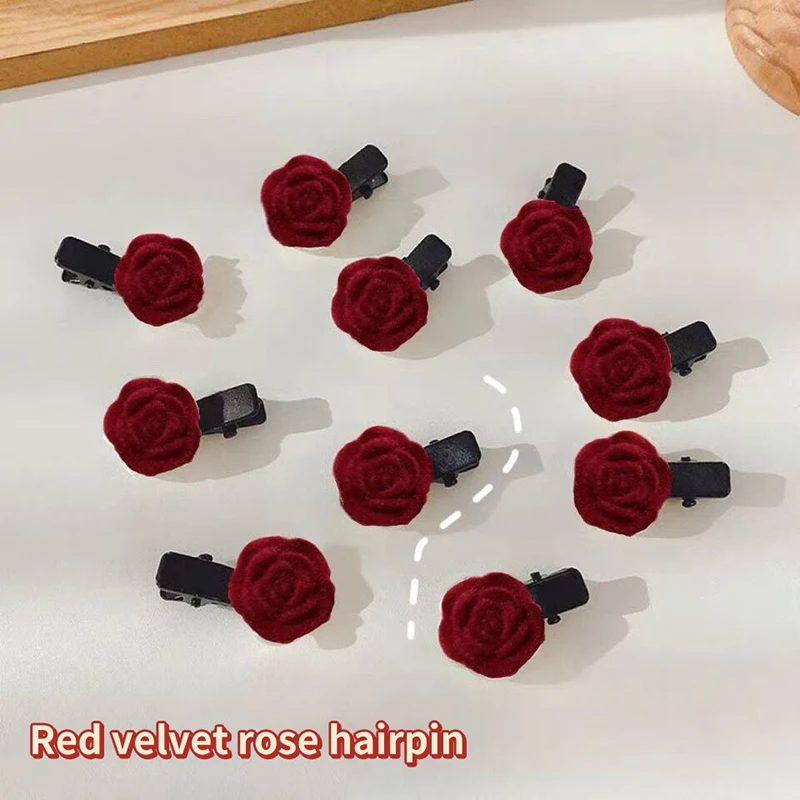 

3 шт. новые красные бархатные заколки для волос с цветком камелии, заколки для волос из сплава, маленькие Цветочные заколки для волос, аксессуары для девушек и женщин