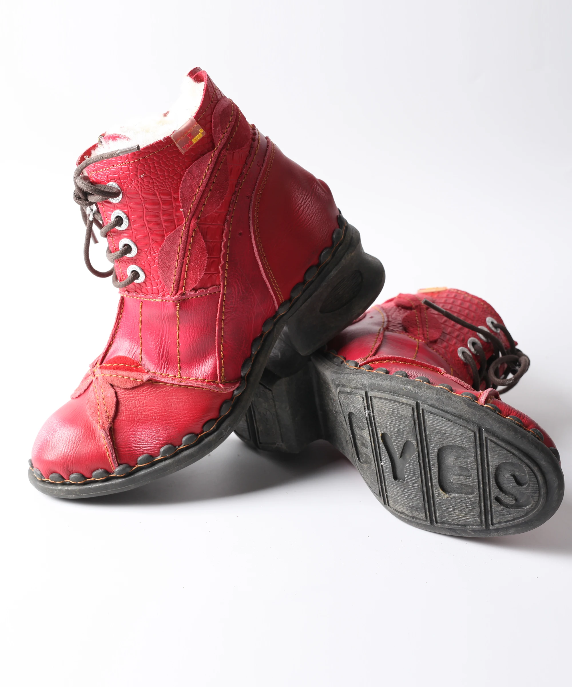 Tma Augen Winter gewaschen Leder Oxford Stiefel Mode Damenschuhe – Detail 6