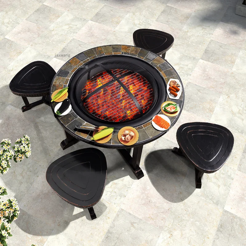 Household Garden Fire Pits Outdoor Hotel Barbecue Stove Set Villa Courtyard Heating Furnace Wrought Iron Balcony Winter Heaters