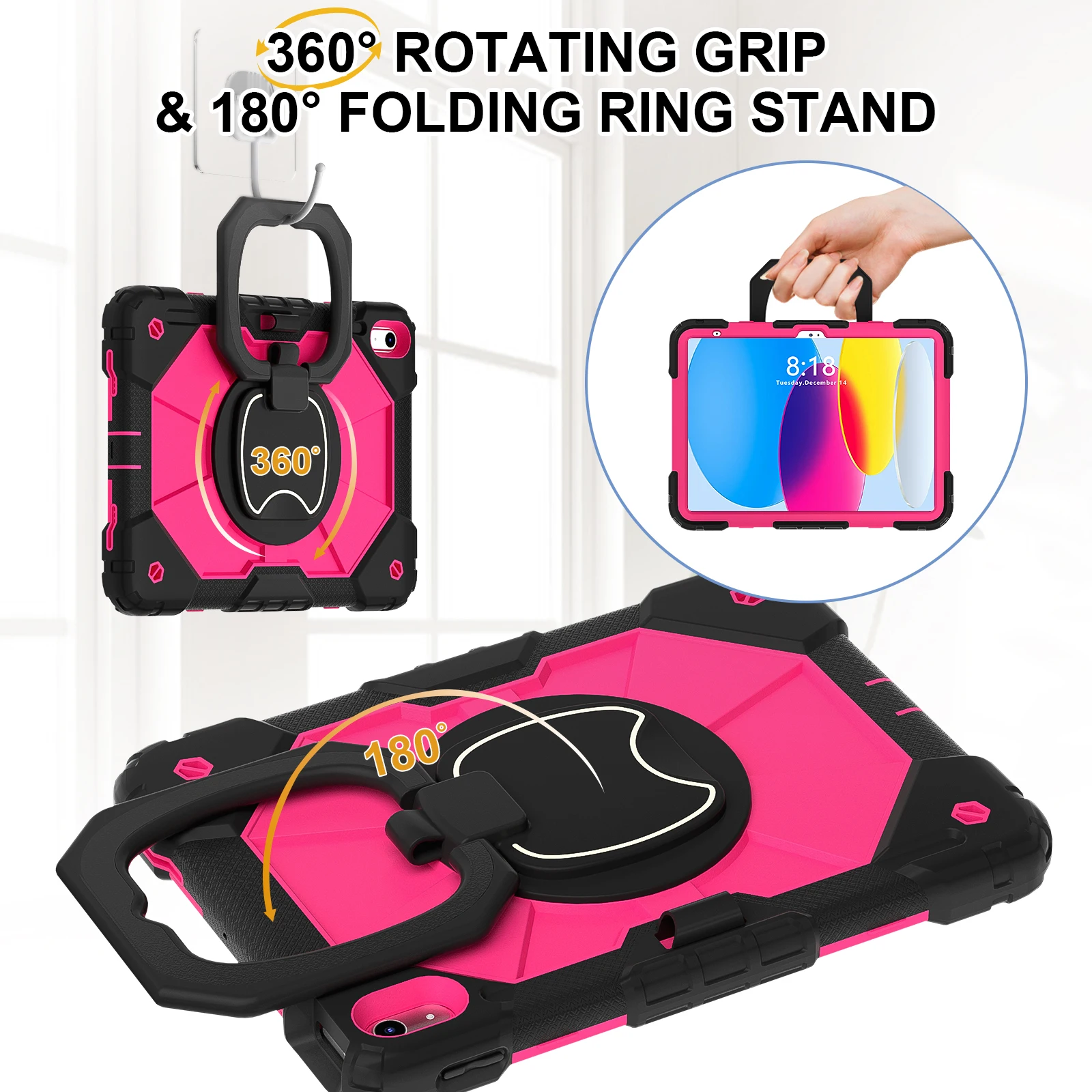 Kids Safe Shockproof Tablet Case with Shoulder Strap and Stand – Durable Silicone + PC Cover