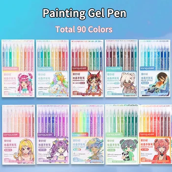 9 Pz/scatola Languo Multi-Color Manuale Penna 0.5mm Morandi Colore Penna Gel Studenti Scrittura Pittura Disegno Pennarelli Cancelleria 1