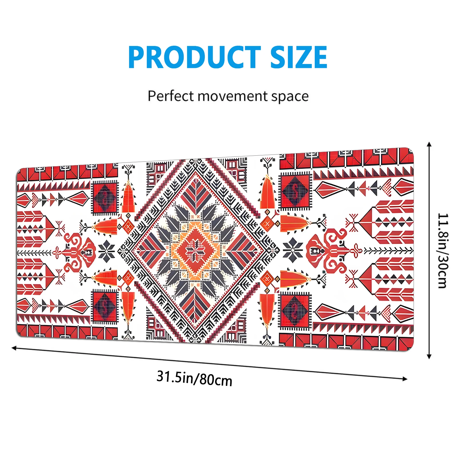Geometric Pattern Extended Mouse Pad 80 x 30cm Non-Slip Stitched Edges Suitable for Gaming, Desktop, Abstract Use Polyester Rubb 6