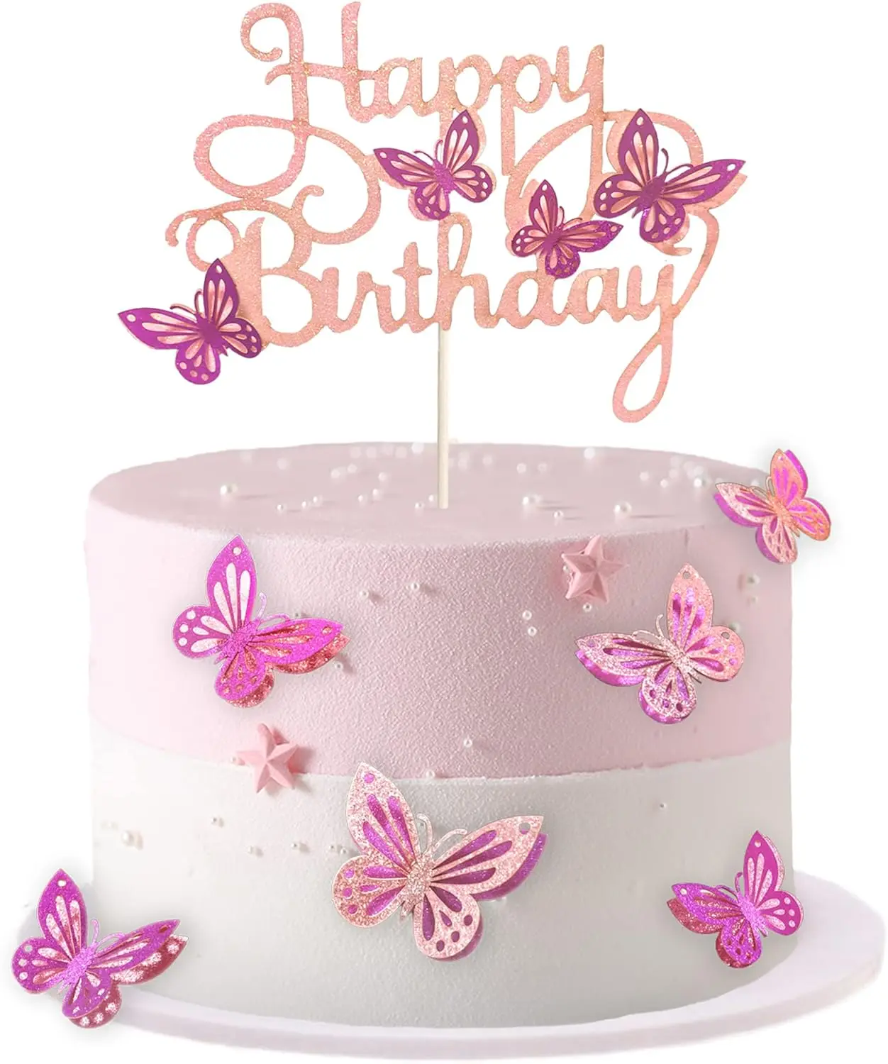 HNLMZ Farfalla Cupcake Topper Decorazioni,22 PCS Happy Birthday Cake Topper,Ragazza Decorazione Festa di Compleanno,per Feste di Compleanno, Matrimoni, Decorazioni Murali(Blu Cielo