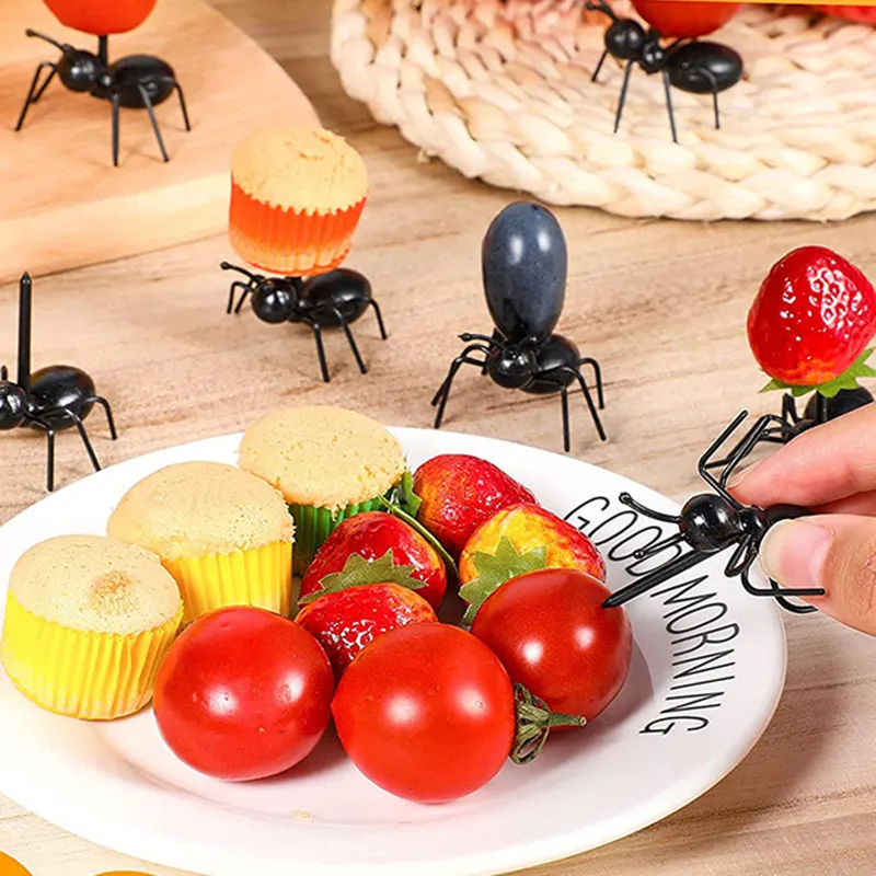 12Pcs Ants Toothpicks Food Fruit Picks Decoration Ant Shape Forks Snack Cake Dessert Tableware for Home Party Dinner Pick |