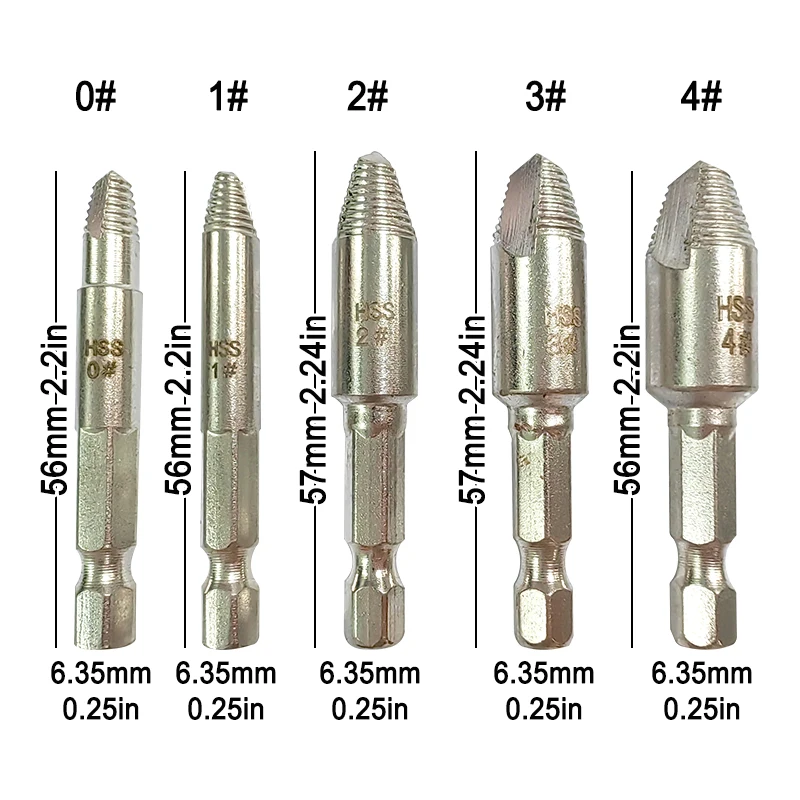 5pc hexagonal handle single head screw extractor set - image 4