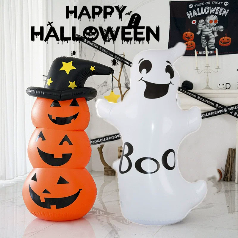 LUSQI Halloween stehend aufblasbarer gruseliger aufblasbarer Kürbisgeist, winddichtes Festival-Thema, für drinnen und draußen, Gartendekoration
