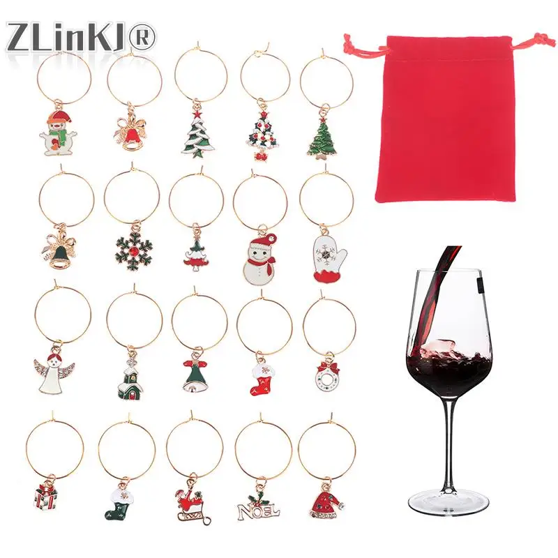 Christmas Wine Glass Charms Delicate Useful Durable Wine Cup Tags Cup Decorations Markers Party Supplies 20pcs