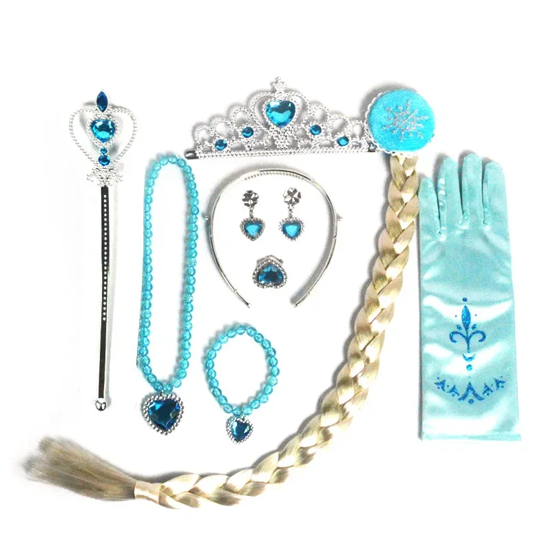 Hair Accessories Anime Cosplay Props Cosplay Necklace Anime Cosplay Wigs Frozen Anna Elsa Cosply Accessories Crown Magic Wand Necklace Wig Gloves Snow White Belle Cinderella Princess Role Play Supply