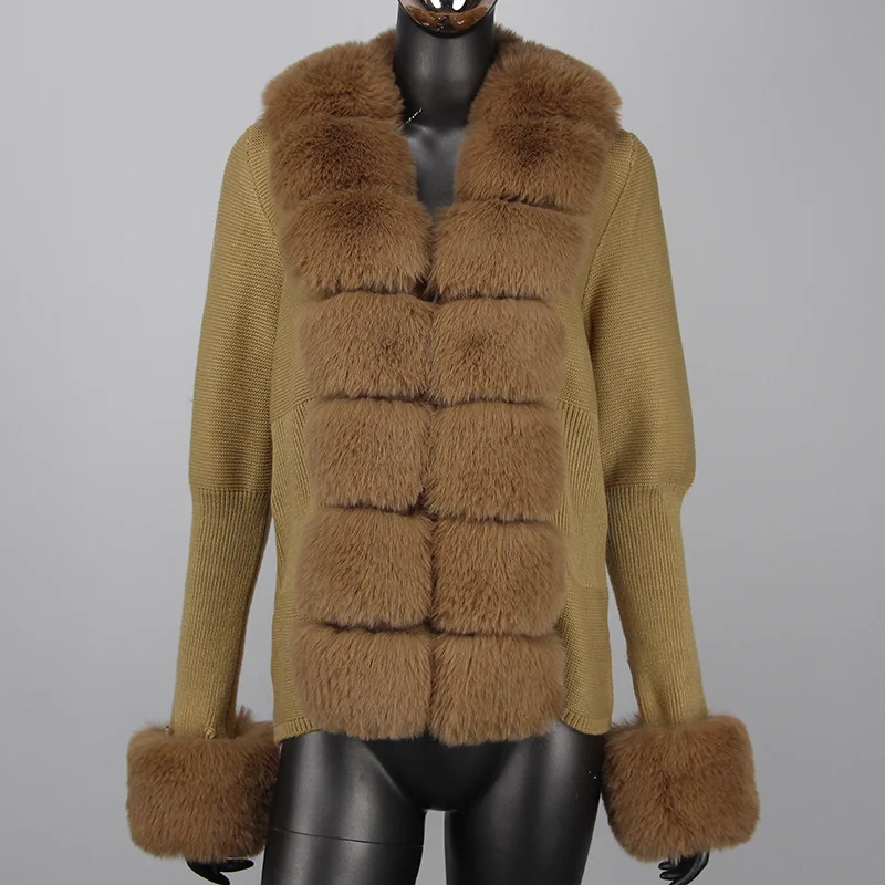 

2023 New Fashion Winter Women Faux Fur Coat Loose Placket Luxury Thick Real Wool Warm Loose Outerwear Streetwear