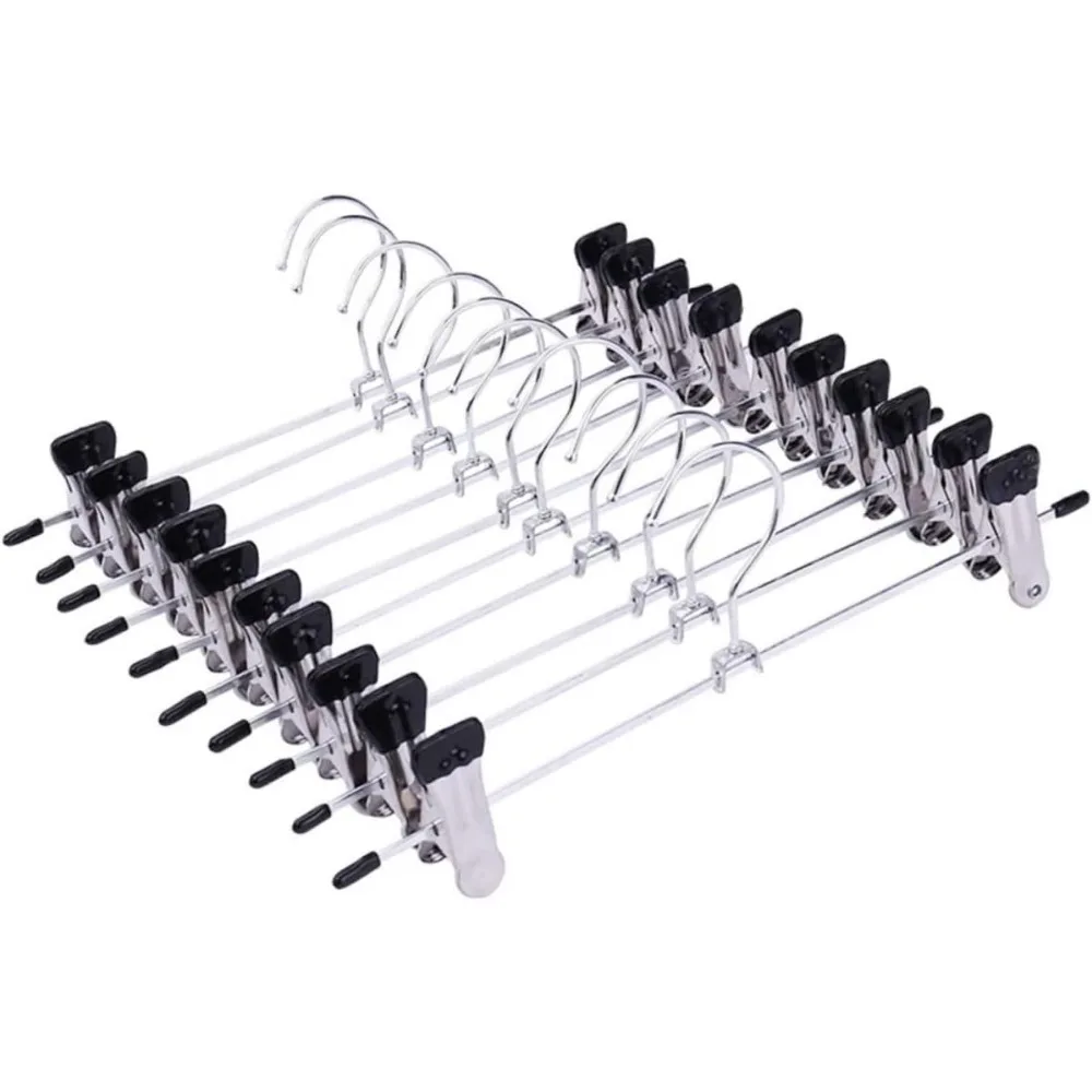 10pcs Metal Clothing Rack Hangers for Skirts Clothes Hanger with Clips Hanger Cloth Simple Hanger Space Saving Hang Pants