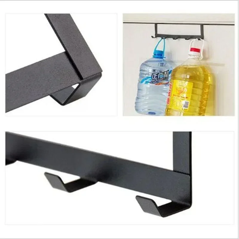 Large Load-bearing Hat Sundries Storage Rack Hook Behind The Door Punch-free Five-row Wrought Iron Clothes Bag Hook