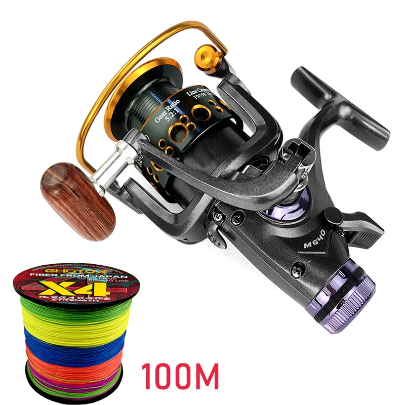 

MG3000-6000 Series Large Capacity Spinning Wheel Gear Ratio 5.2:1 Shore Casting Long Distance Jigging Fishing Reel Wooden Handle