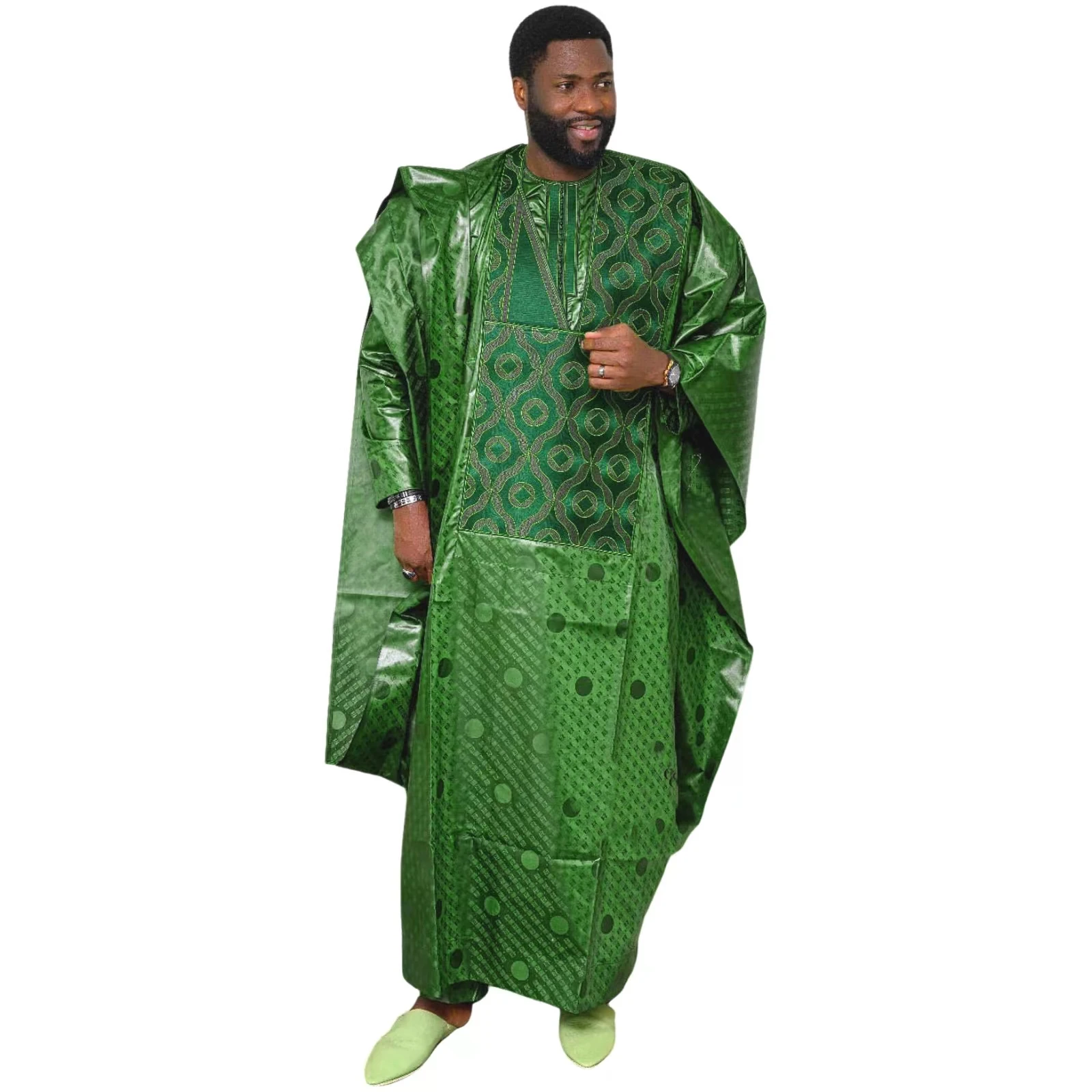 African Men Traditional Bazin Riche Embroidery 3