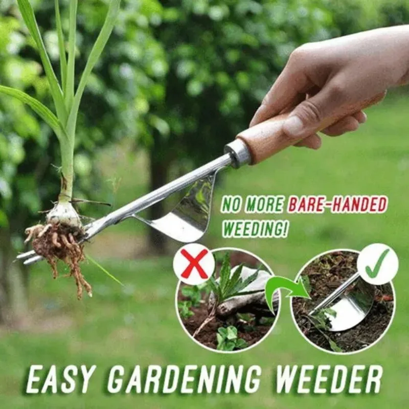 Stainless Steel Wood Handle Garden Weeder Hand Weeding Removal Cutter Puller Tools Multifunction Weeder Transplant Garden Tools - Image 5