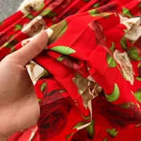 2026 Summer Women Floral Pleated Dress Vintage Turn-Down Collar Short Sleeve Single Breasted Printed Draped Midi Vestidos New - Image 5