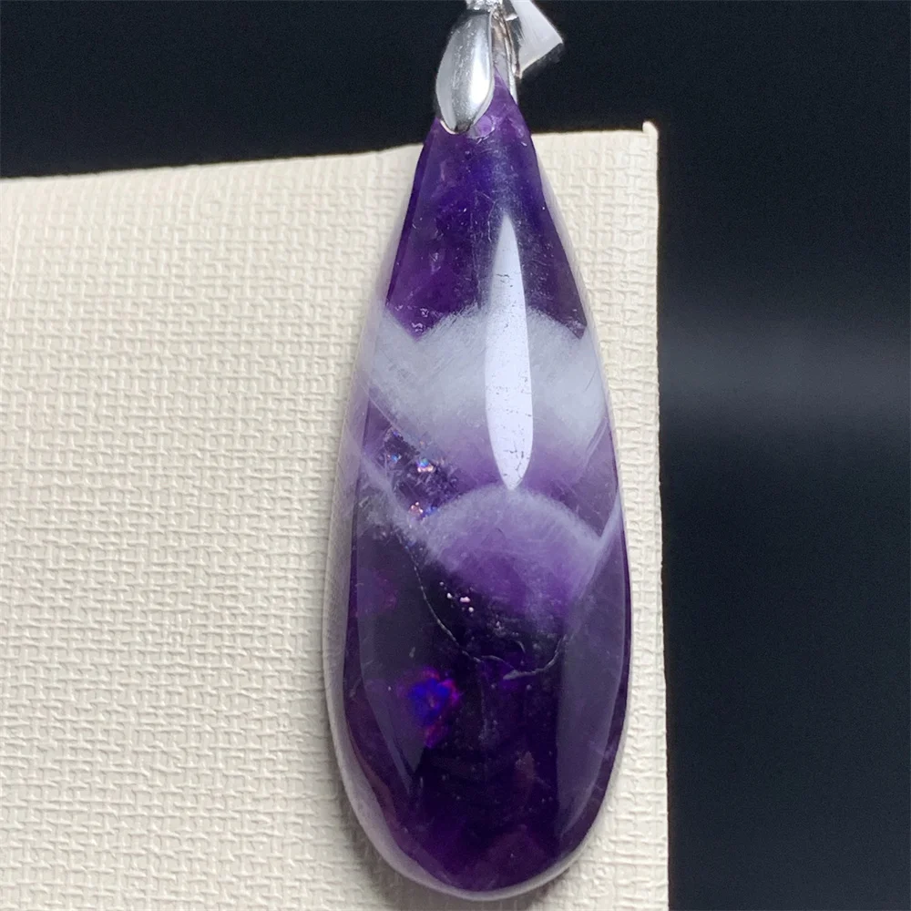Natural Amethyst Necklaces Women Men Purple Crystals Pendants Water Drop Beads Horse Eye 925 Silver,pendant necklace