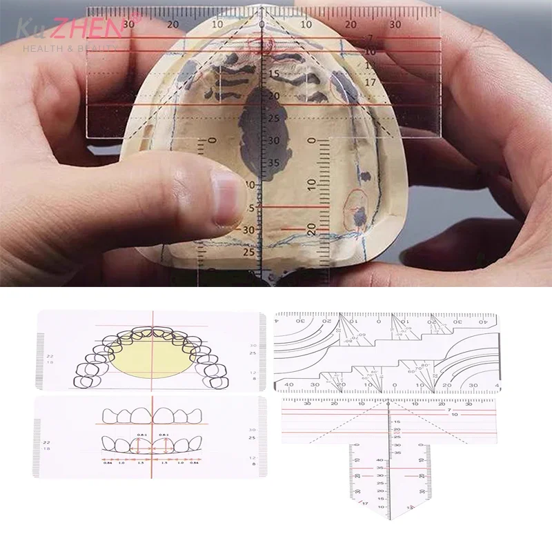 1개 치과 실험실 틀니 도면 및 정렬 치과 자 T자형 검사 대칭 측정 다기능 치과 도구