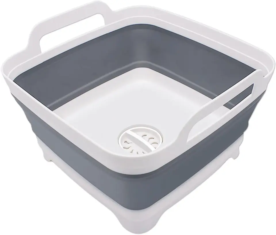 Collapsible Multiuse Dish Basin with Drain Plug