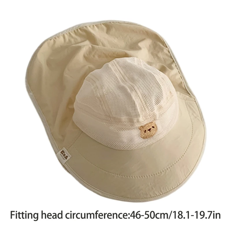 Baby Mesh Bucket Hat Fisherman Hat Soft Brim Panama For Kids Unisex Neck Flap Fishing Outdoor Activity Sun,sun hats,fisherman hat,sunscreen hats,bucket hats,sun hat