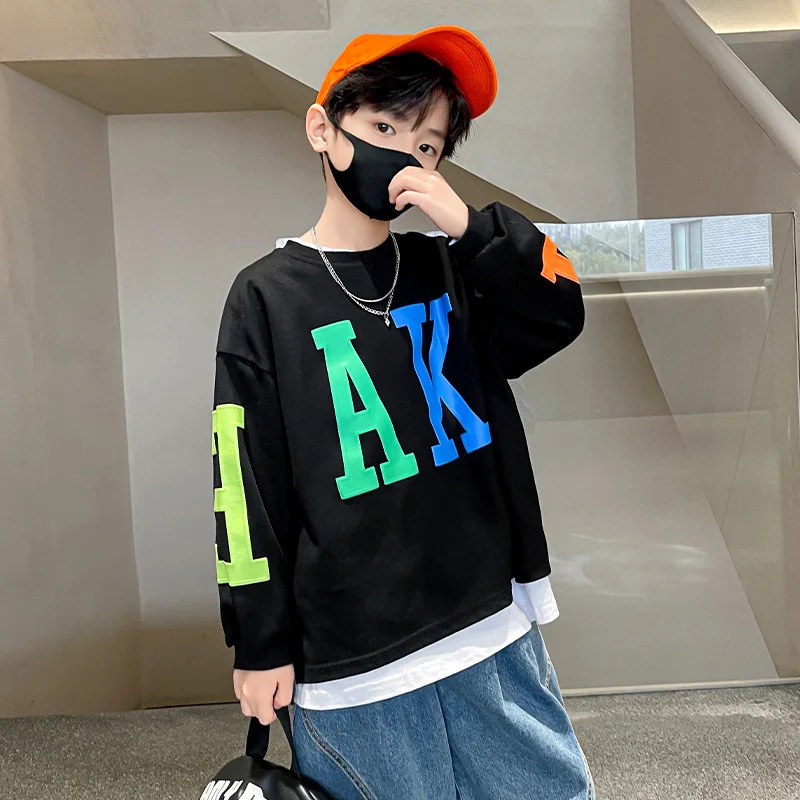 

Boys Hoodies Sweatshirts Cotton Tops Outwear 2023 Letters Spring Autumn Windproof Kids School Children's Clothing