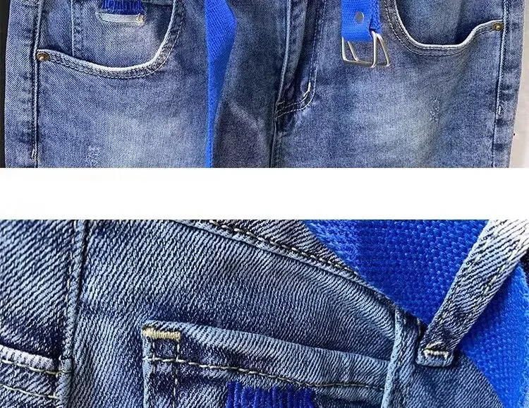 Description Picture 6 of itemTrendy Straight-leg Slim Fit Jeans For Men Spring 2024 New Style Holes At The Top 9 Points 70% Cotton 20% Elasticity Pants