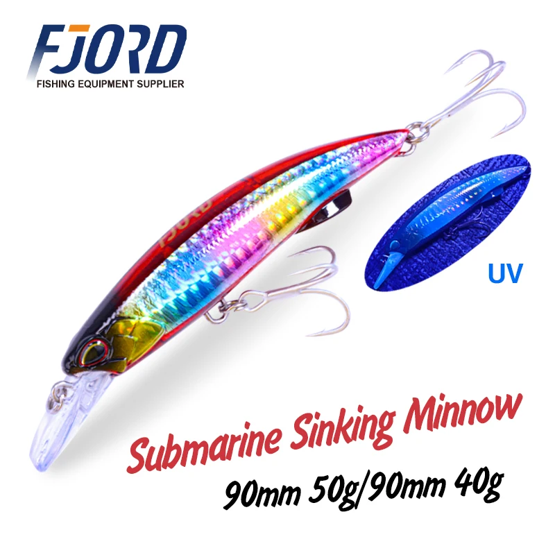 FJORD 90mm 40g 50g Hard Fishing Lure Sinking Minnow Crank Bait Professional Quality Artificial Bait Fishing Tackle