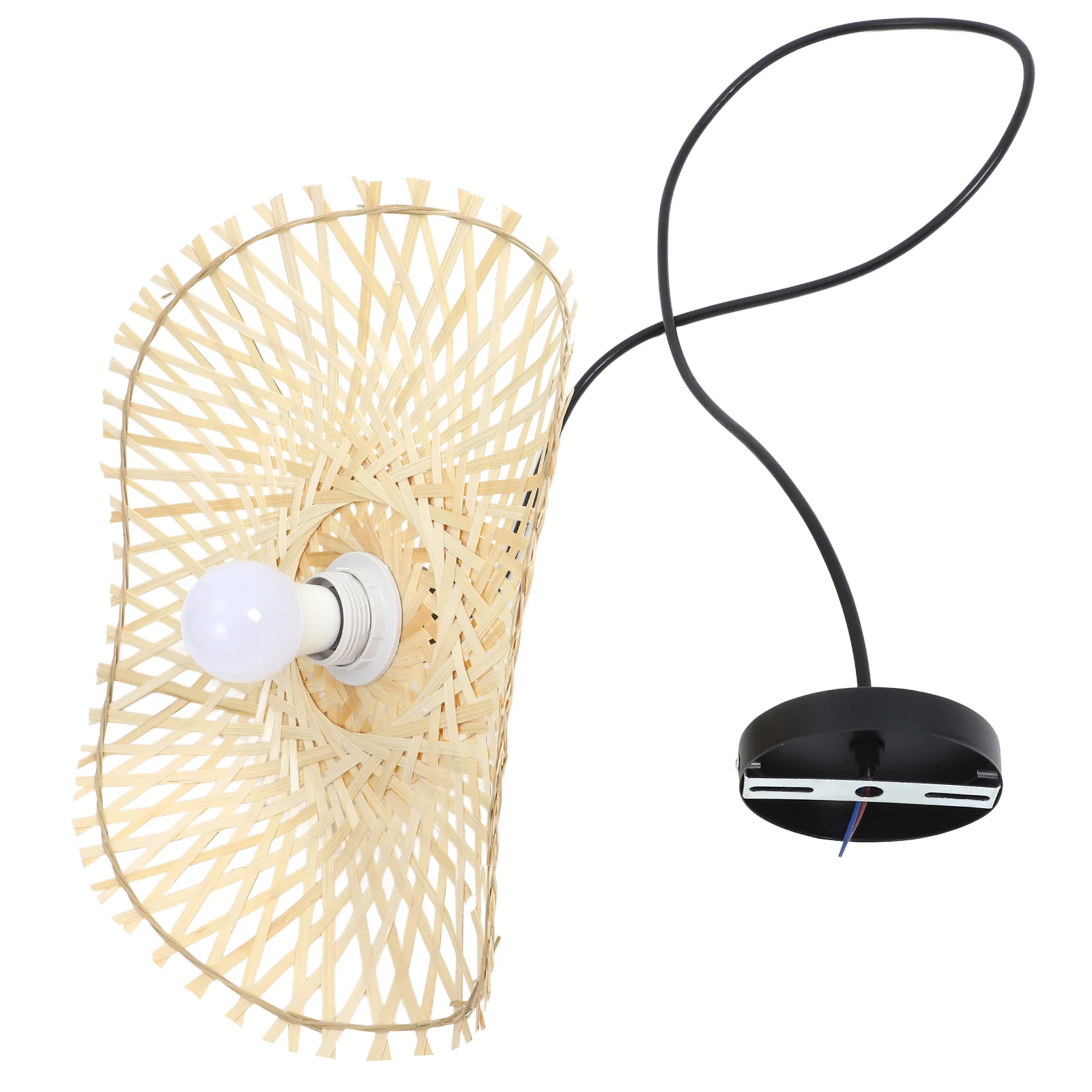 

Бамбуковая люстра ручной работы, плетение из ротанга, подвесная ретро-лампа из бамбука для кафе, бара, ресторана с источником света