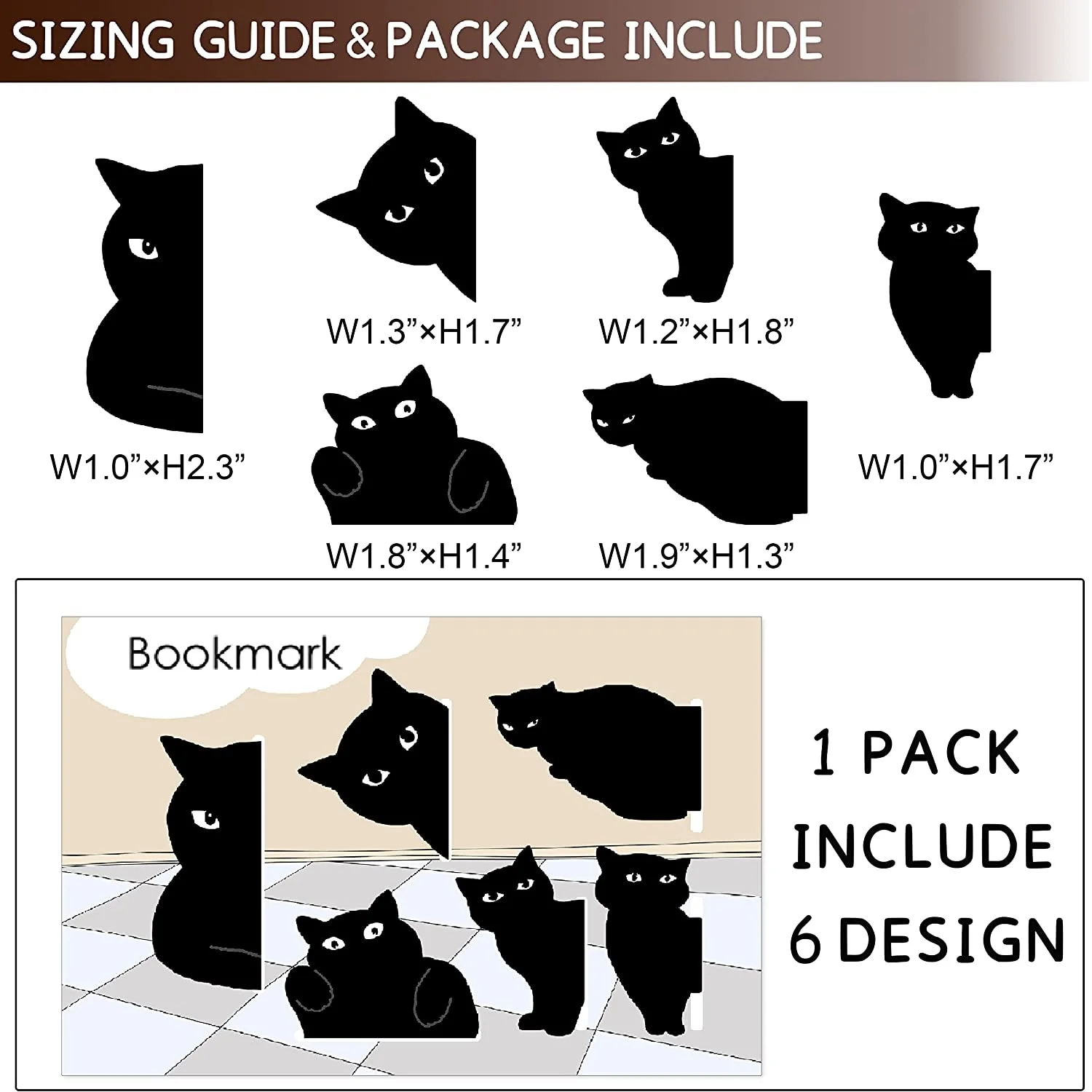 6pcs Black Cat Bookmark for Books Cute Cartoon Magnetic Page Clips Book Marker Unique Reading Gift