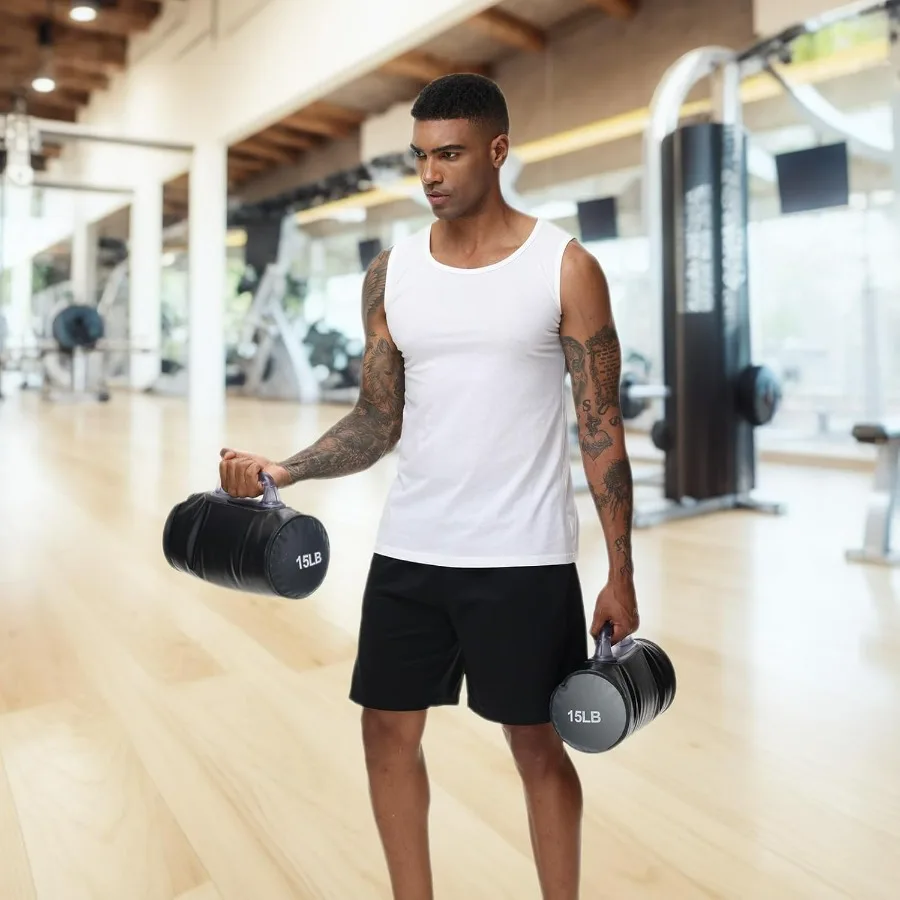 Water Dumbbells, Water Filled Training Dumbbells, Travel Weights Set, Adjustable Weights to 30 LBS/14 KG pair, Portable Gym for